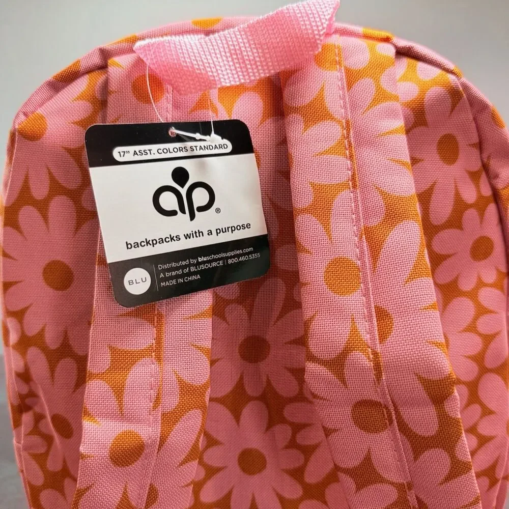 Backpacks With a Purpose Floral Backpack Pink Orange Daisy 17” NWT